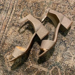 Women’s gold block heels size 8